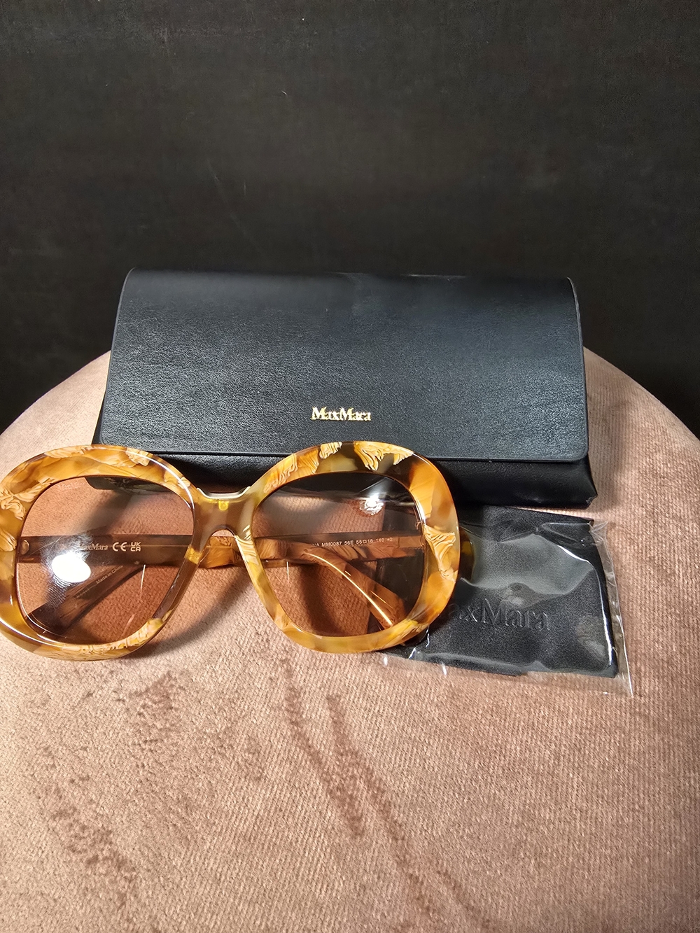 MaxMara Women's Tortoiseshell Amber Brown Round Sunglasses